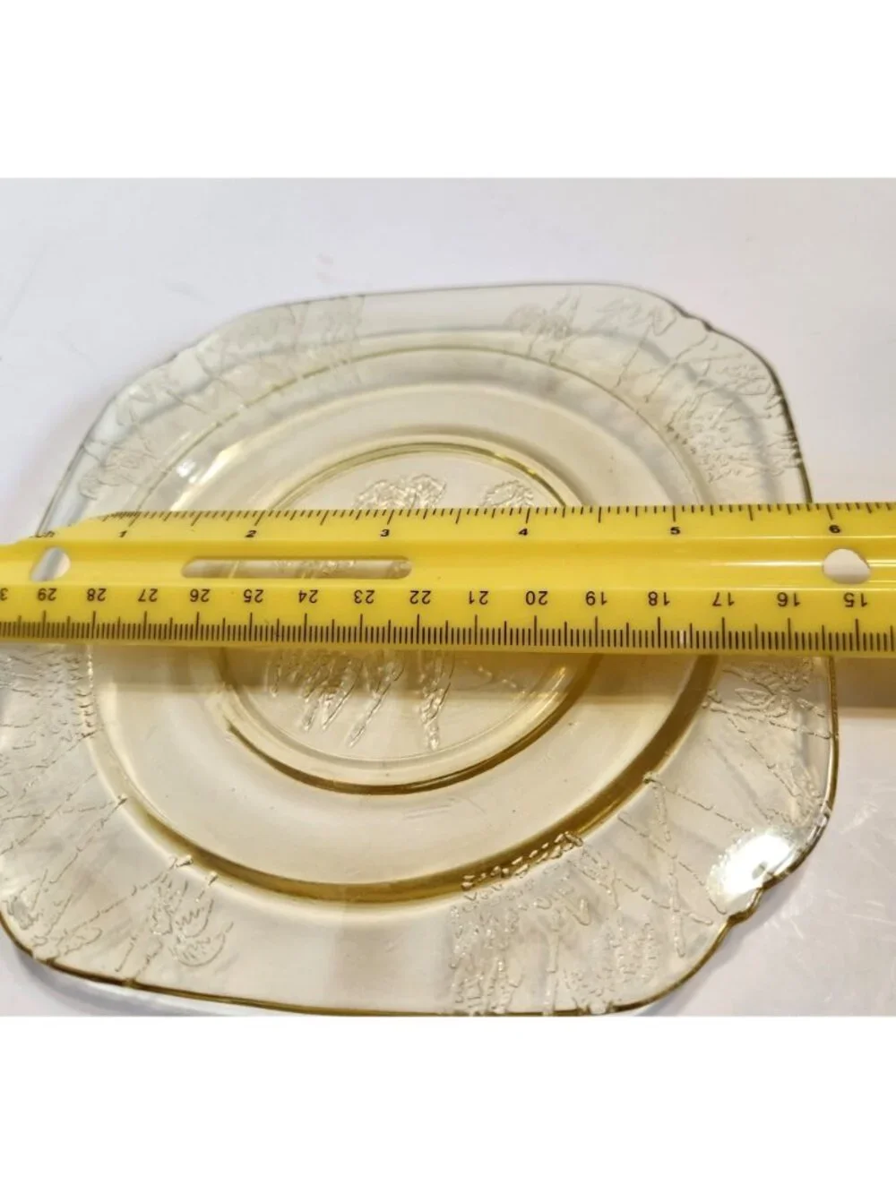 Federal Glass Depression Glass Plate with Sylvan Parrots & Leaves Square Rare